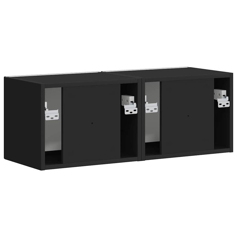 TV Wandkast 2 pcs Zwart 60 x 31 x 29.5 cm Bewerkt hout