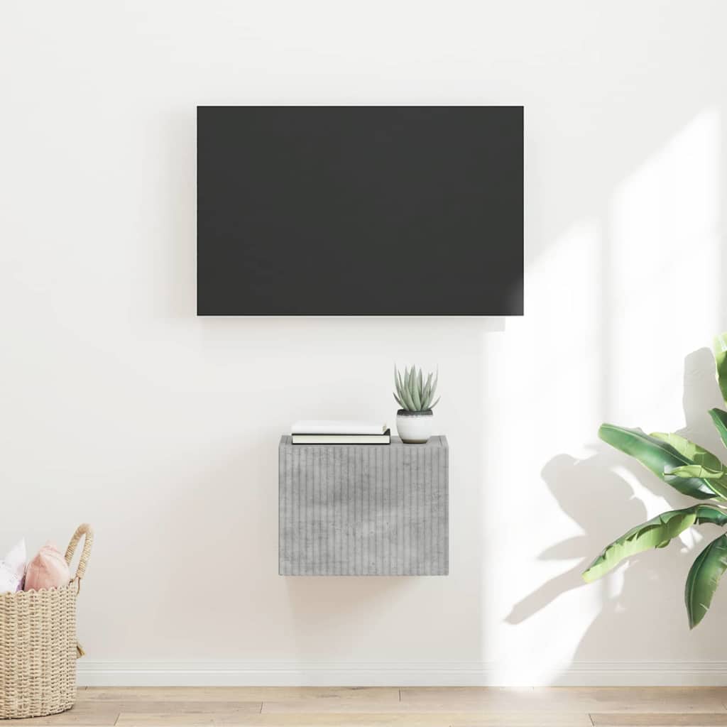 TV Wandkast Wandgemonteerd Beton 60 x 31 x 29.5 cm Bewerkt hout