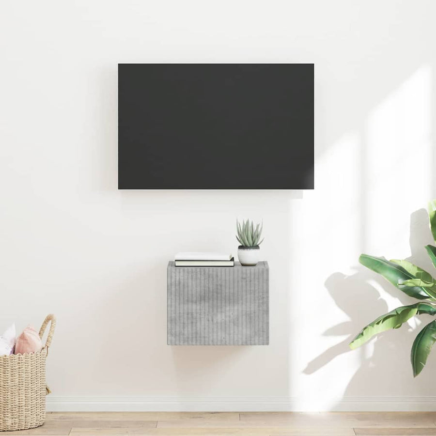 TV Wandkast Wandgemonteerd Beton 60 x 31 x 29.5 cm Bewerkt hout