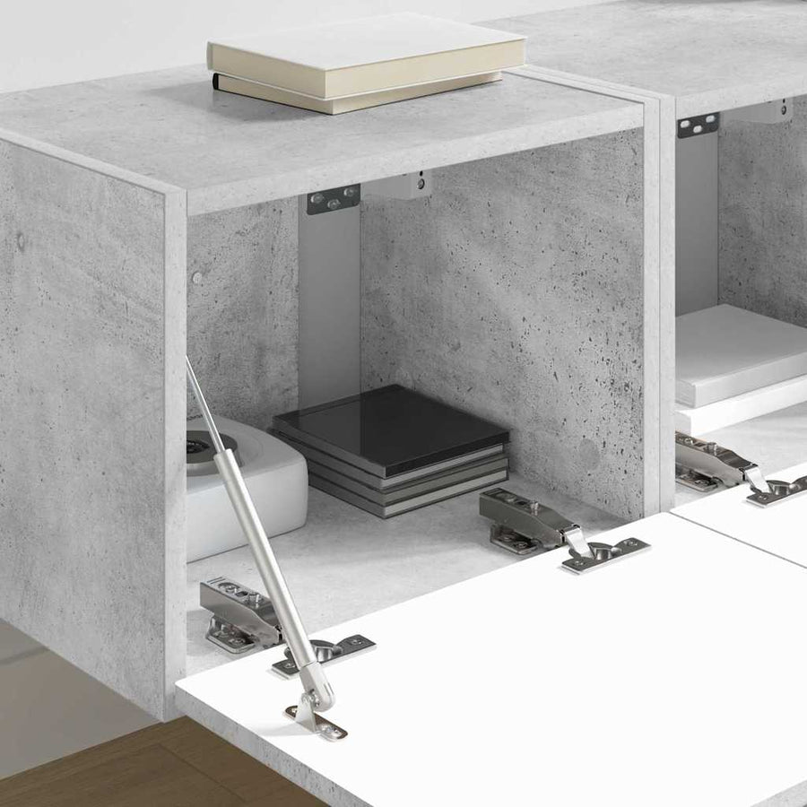 TV Wandkast 2 pcs Beton 60 x 31 x 29.5 cm Bewerkt hout