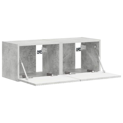 TV Wandkast 2 pcs Beton 60 x 31 x 29.5 cm Bewerkt hout