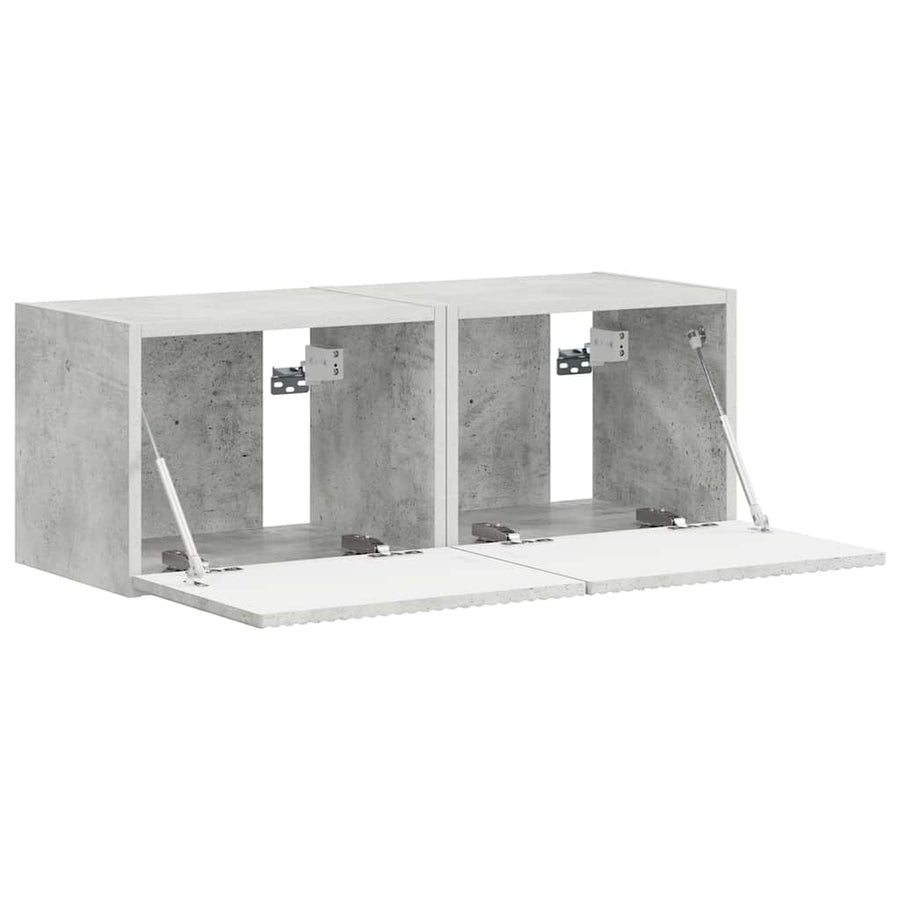 TV Wandkast 2 pcs Beton 60 x 31 x 29.5 cm Bewerkt hout
