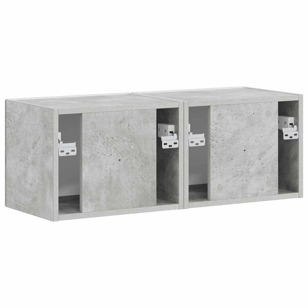 TV Wandkast 2 pcs Beton 60 x 31 x 29.5 cm Bewerkt hout