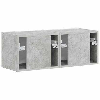 TV Wandkast 2 pcs Beton 60 x 31 x 29.5 cm Bewerkt hout