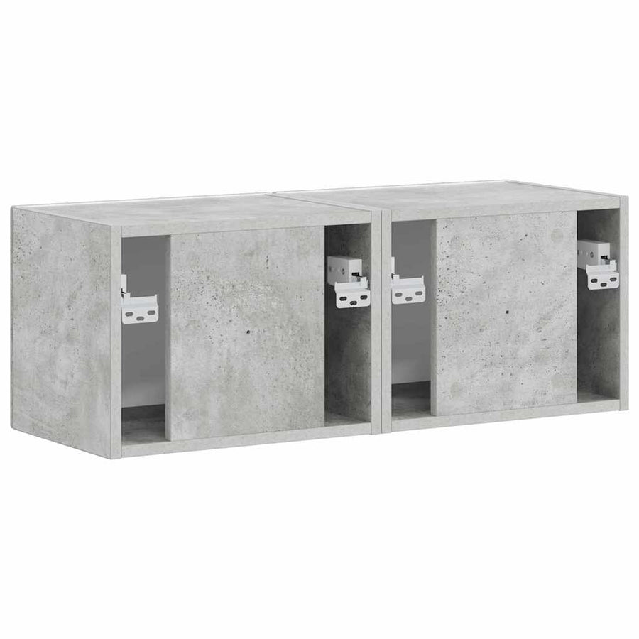 TV Wandkast 2 pcs Beton 60 x 31 x 29.5 cm Bewerkt hout