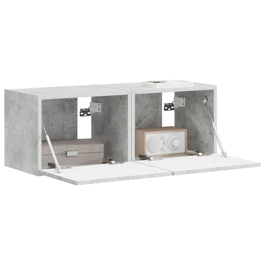 TV Wandkast 2 pcs Beton 60 x 31 x 29.5 cm Bewerkt hout