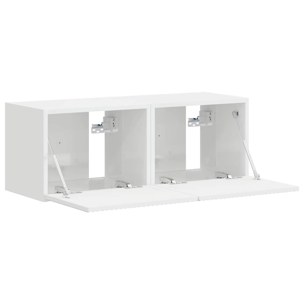 TV Wandkast 2 pcs Glanzend Wit 60 x 31 x 29.5 cm Bewerkt hout