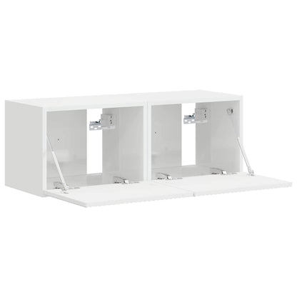 TV Wandkast 2 pcs Glanzend Wit 60 x 31 x 29.5 cm Bewerkt hout