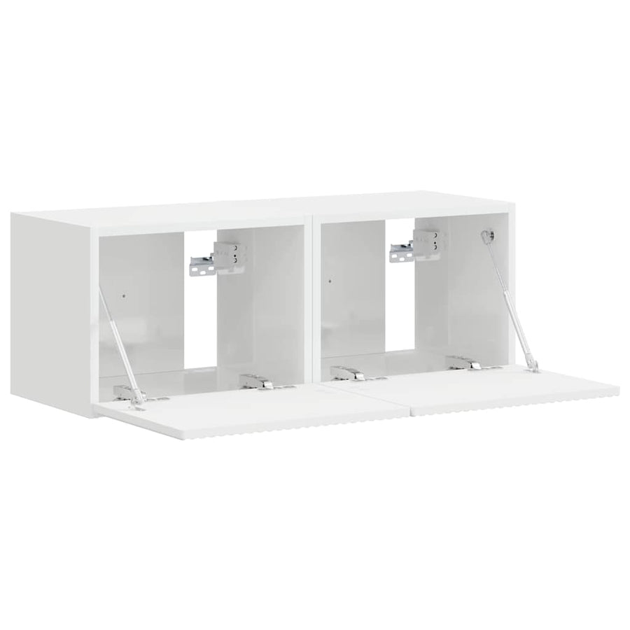 TV Wandkast 2 pcs Glanzend Wit 60 x 31 x 29.5 cm Bewerkt hout
