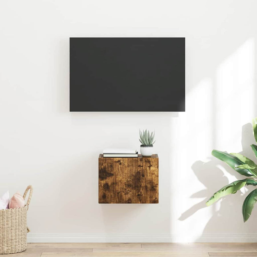TV Wandkast Gerookt eiken 60 x 31 x 29.5 cm Bewerkt hout