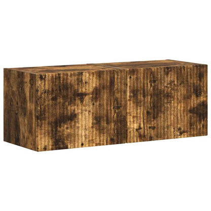 TV Wandkast 2 pcs Gerookt eiken 60 x 31 x 29.5 cm Bewerkt hout
