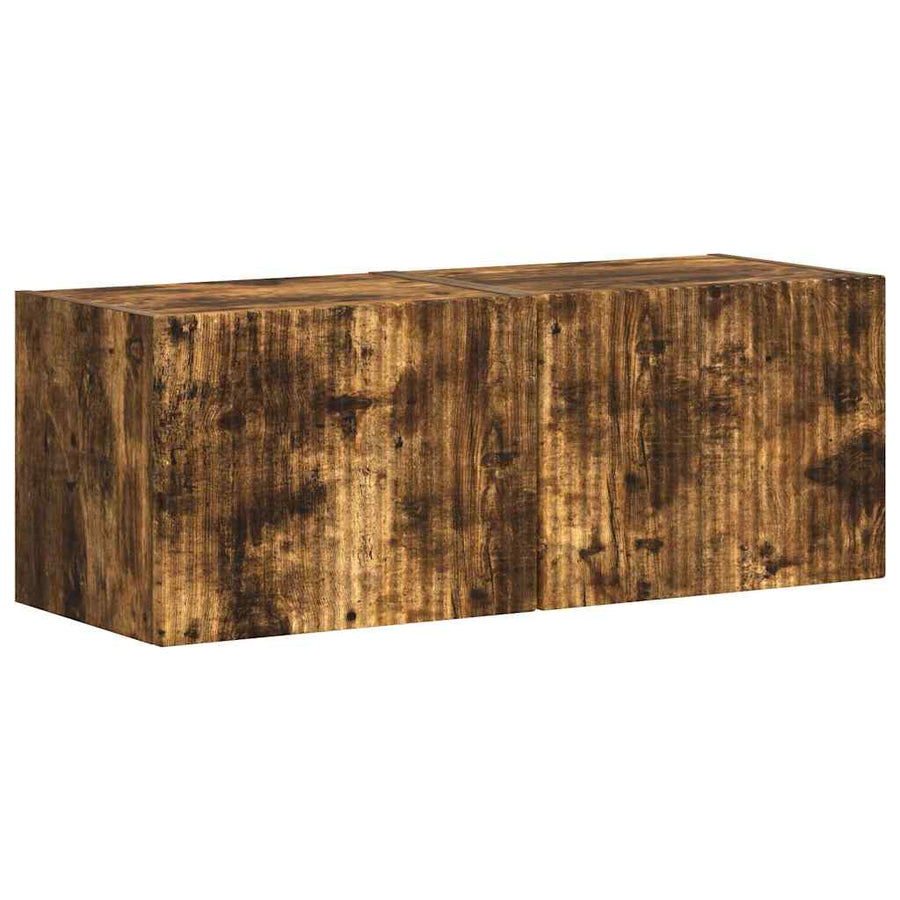 TV Wandkast 2 pcs Gerookt eiken 60 x 31 x 29.5 cm Bewerkt hout