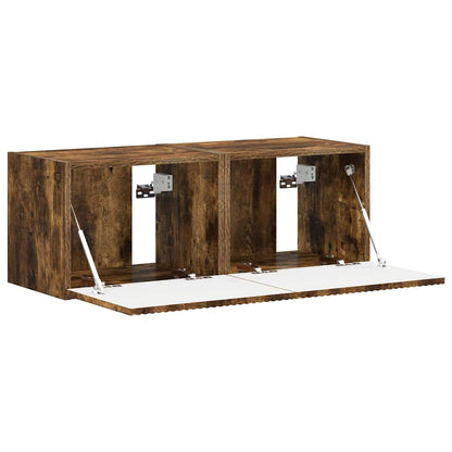 TV Wandkast 2 pcs Gerookt eiken 60 x 31 x 29.5 cm Bewerkt hout
