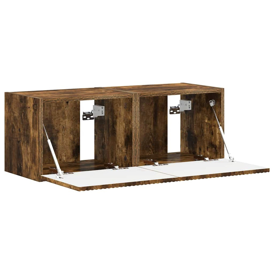 TV Wandkast 2 pcs Gerookt eiken 60 x 31 x 29.5 cm Bewerkt hout