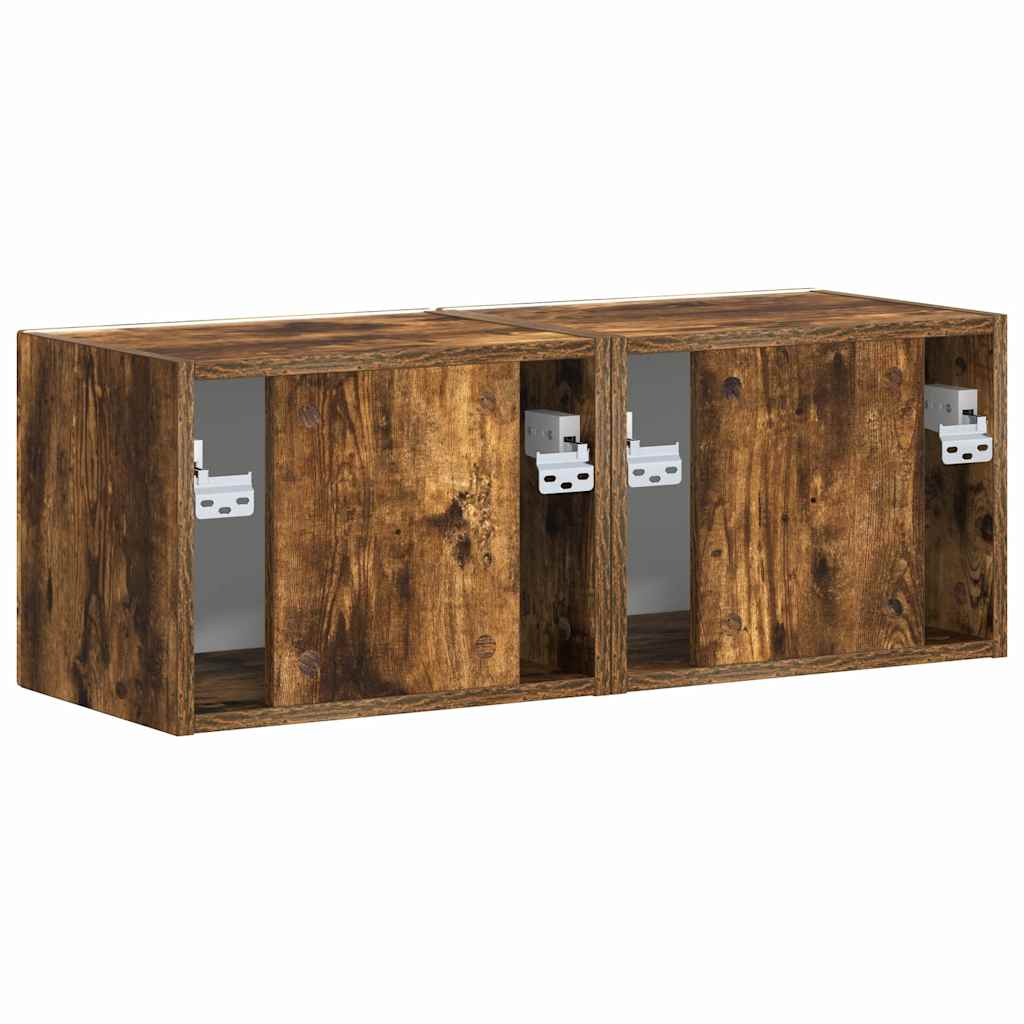 TV Wandkast 2 pcs Gerookt eiken 60 x 31 x 29.5 cm Bewerkt hout
