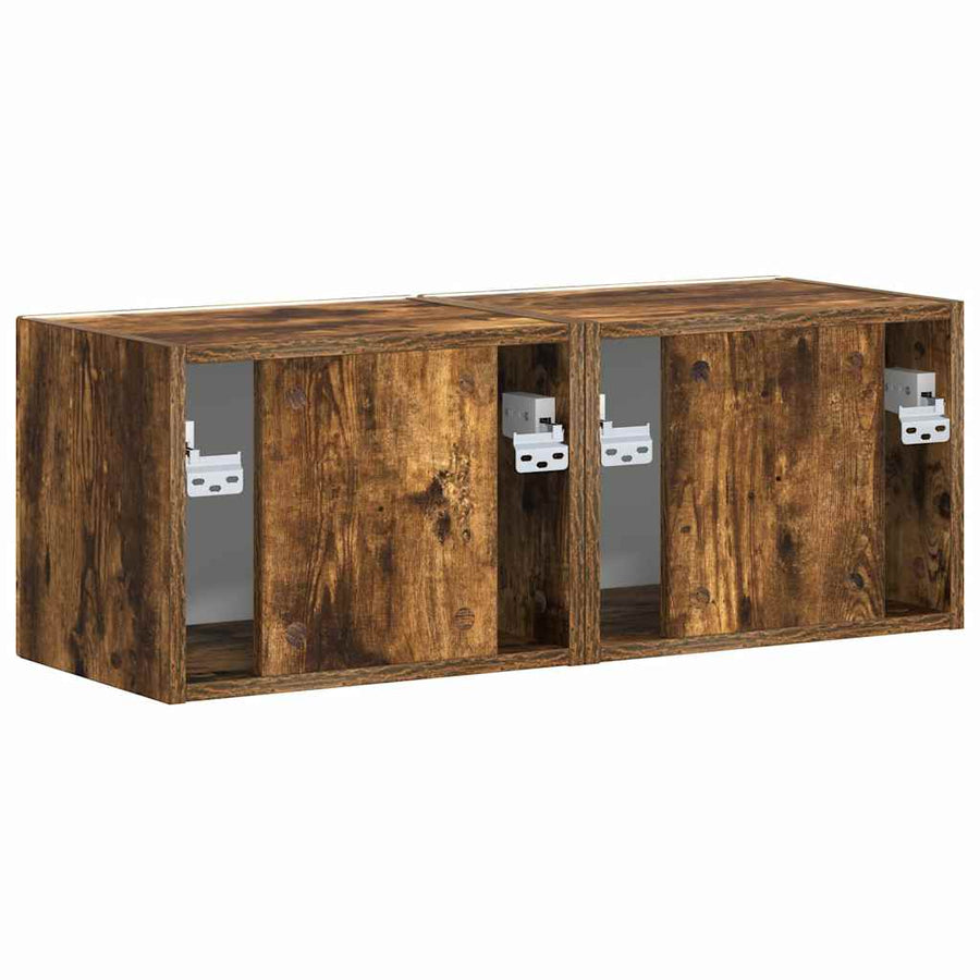 TV Wandkast 2 pcs Gerookt eiken 60 x 31 x 29.5 cm Bewerkt hout