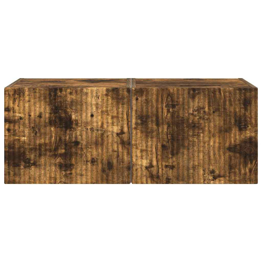 TV Wandkast 2 pcs Gerookt eiken 60 x 31 x 29.5 cm Bewerkt hout