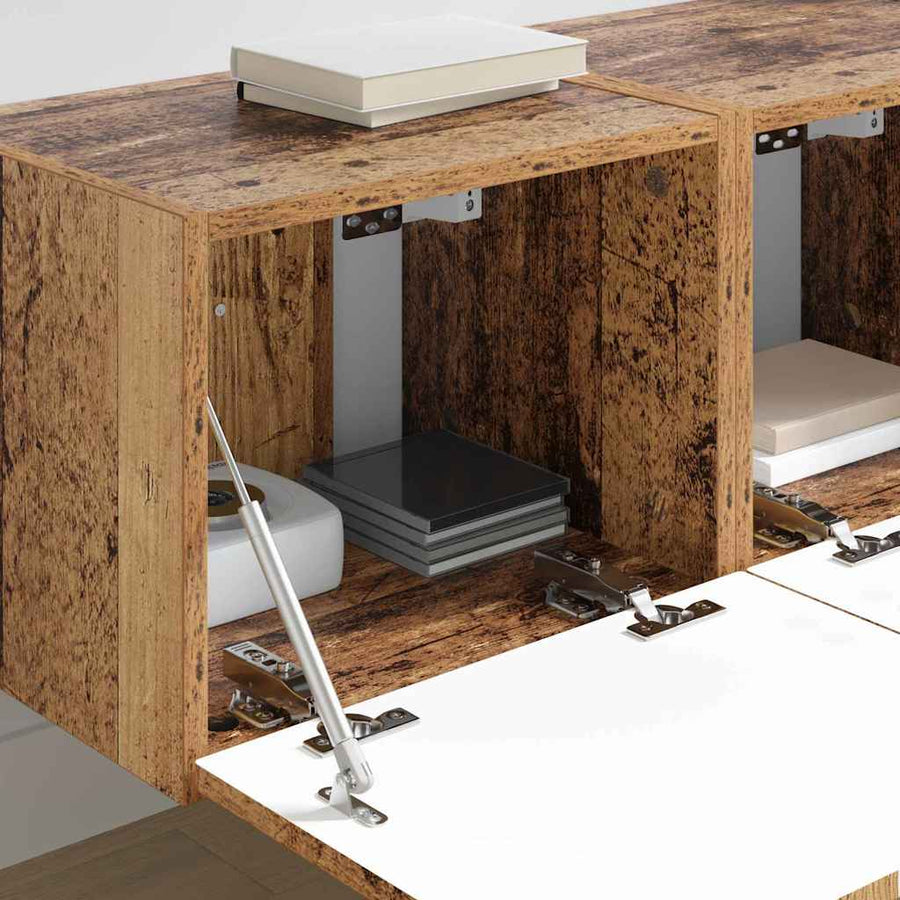 TV Wandkast 2 pcs Oud Hout 60 x 31 x 29.5 cm Bewerkt hout