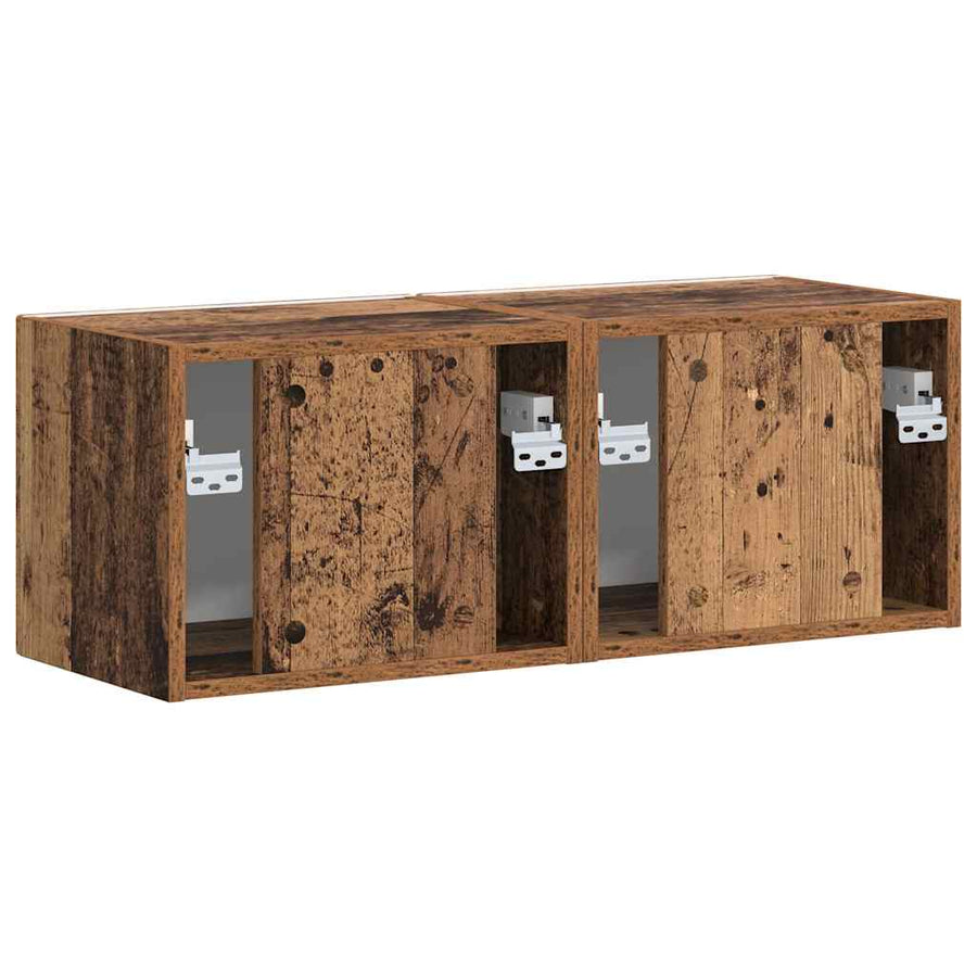 TV Wandkast 2 pcs Oud Hout 60 x 31 x 29.5 cm Bewerkt hout