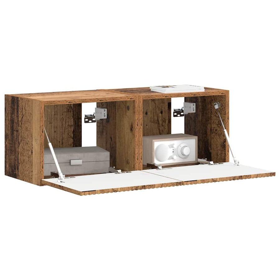 TV Wandkast 2 pcs Oud Hout 60 x 31 x 29.5 cm Bewerkt hout