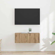 TV wandkast 2 stuks 60x31x29.5 cm bewerkt hout ambachtelijk eiken