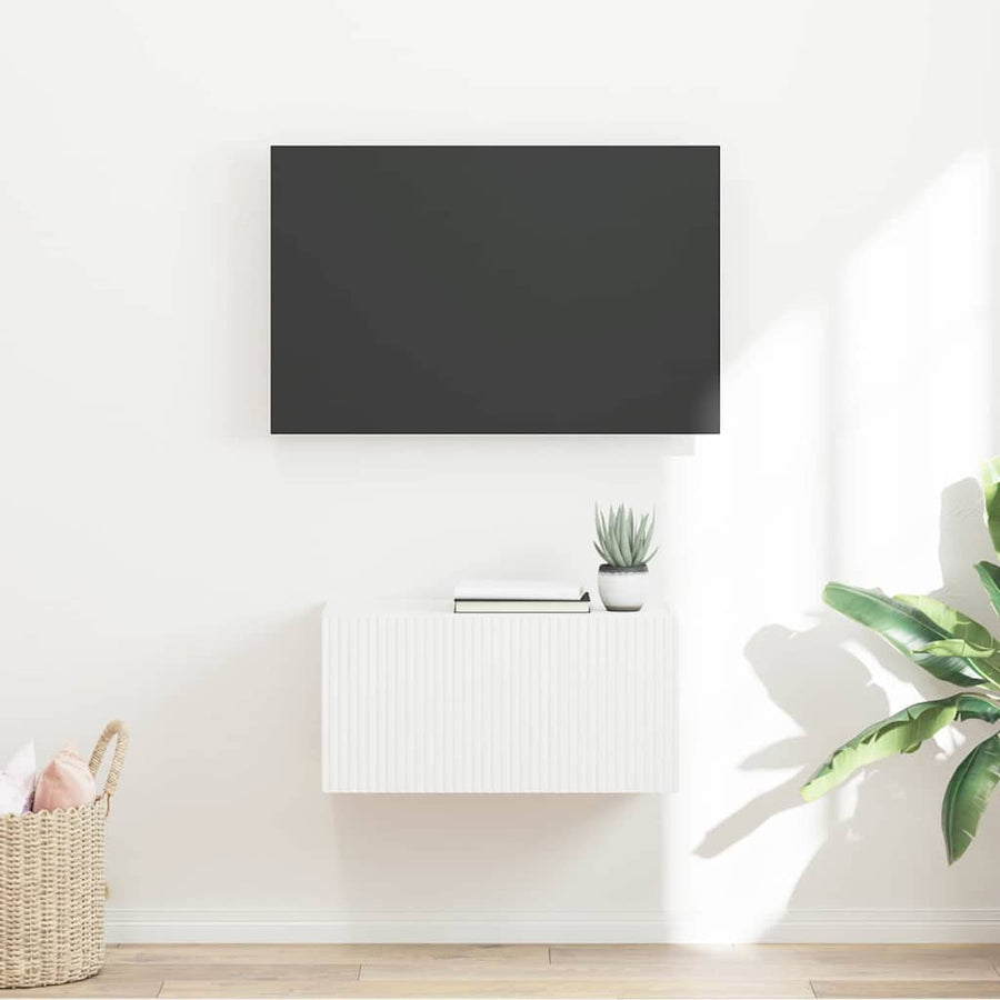 TV Wandkast Wandgemonteerd Wit 60 x 31 x 29,5 cm Bewerkt hout