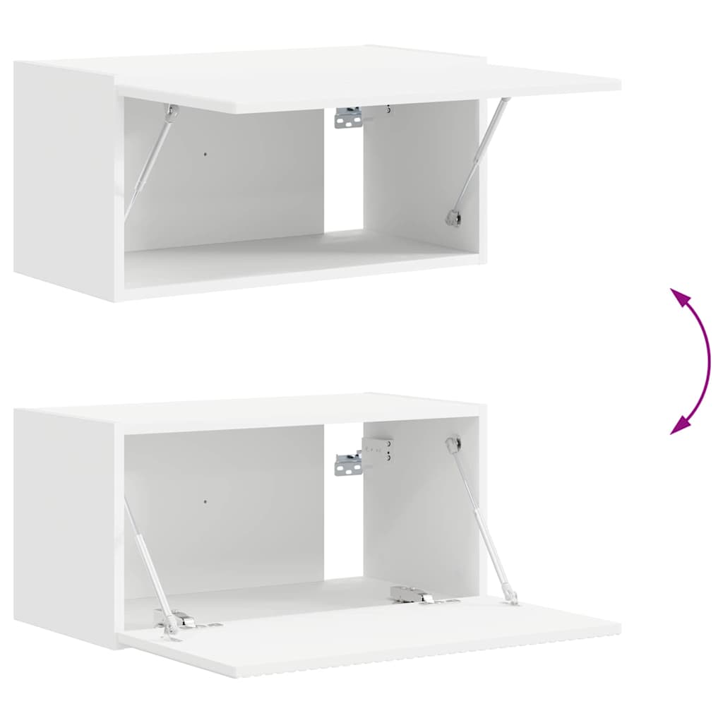 TV Wandkast Wandgemonteerd Wit 60 x 31 x 29,5 cm Bewerkt hout