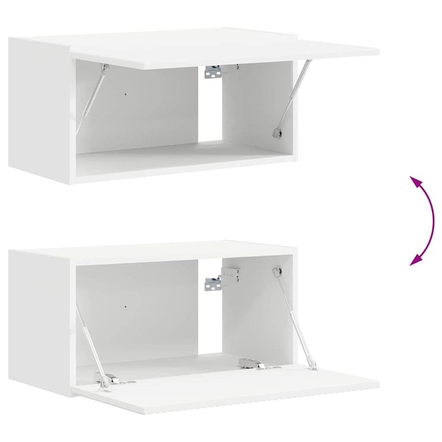 TV Wandkast Wandgemonteerd Wit 60 x 31 x 29,5 cm Bewerkt hout