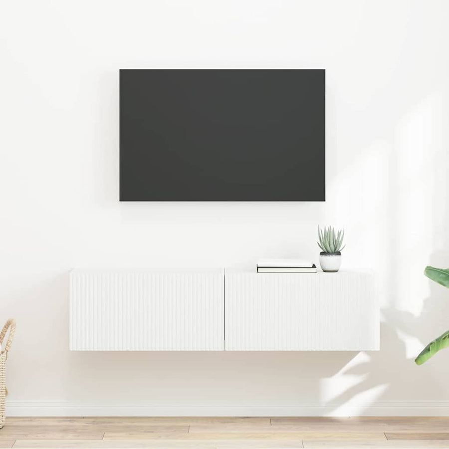 TV Wandkast 2 pcs Wit 60 x 31 x 29.5 cm Bewerkt hout