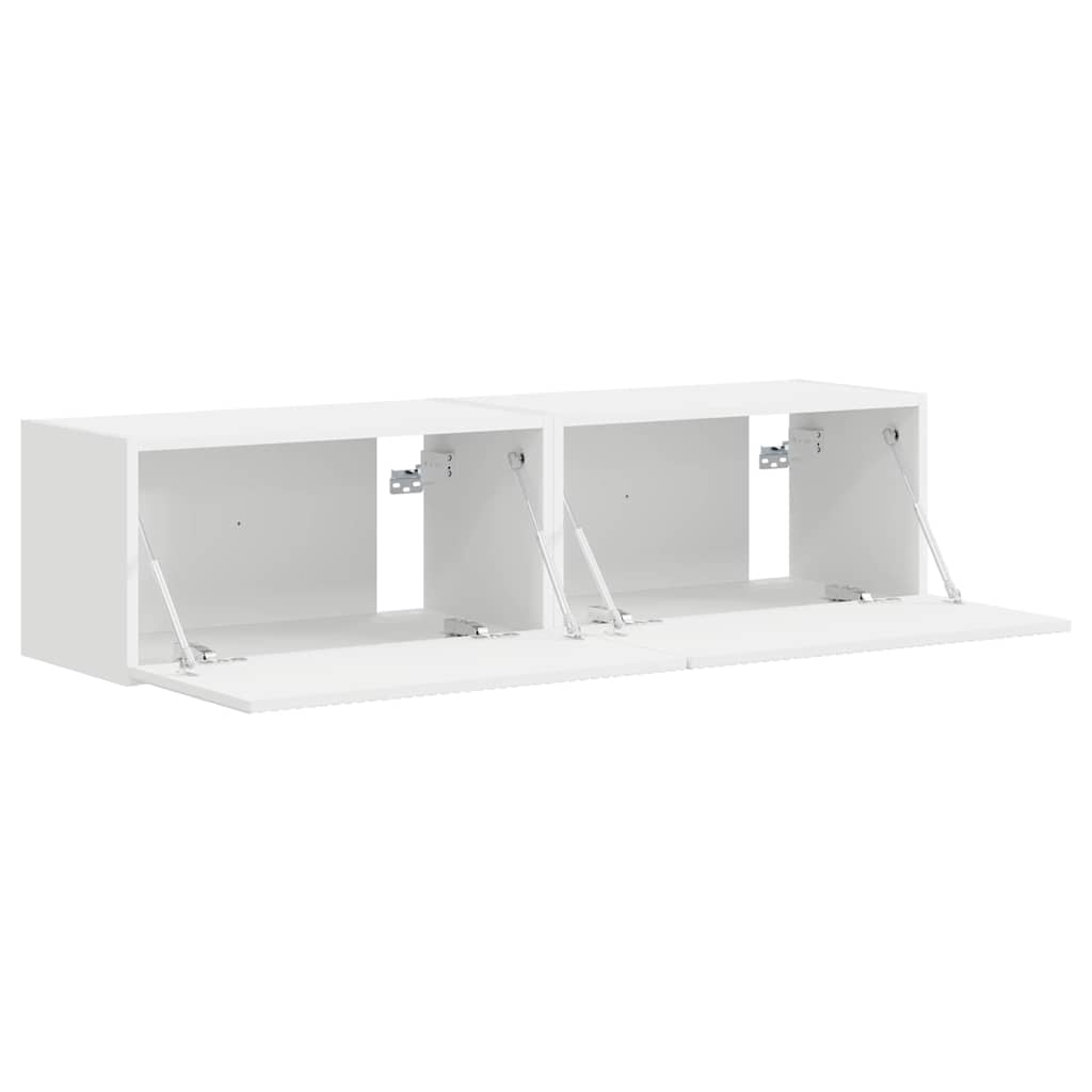 TV Wandkast 2 pcs Wit 60 x 31 x 29.5 cm Bewerkt hout