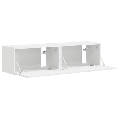 TV Wandkast 2 pcs Wit 60 x 31 x 29.5 cm Bewerkt hout
