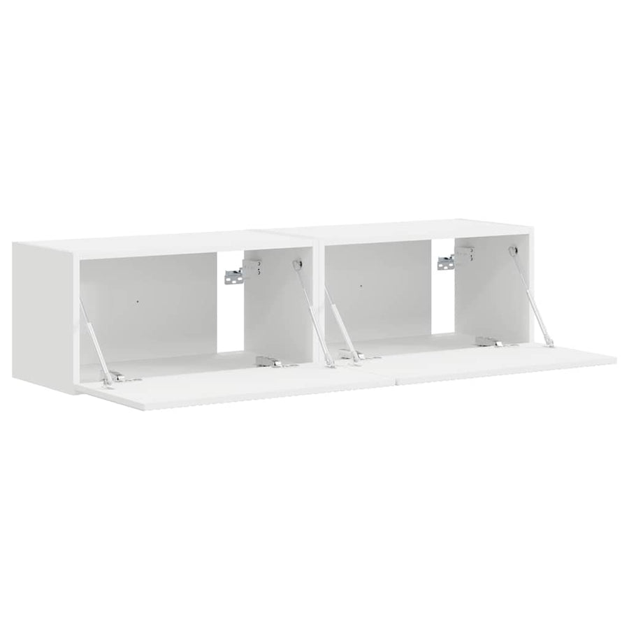 TV Wandkast 2 pcs Wit 60 x 31 x 29.5 cm Bewerkt hout