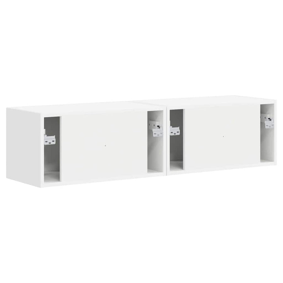 TV Wandkast 2 pcs Wit 60 x 31 x 29.5 cm Bewerkt hout