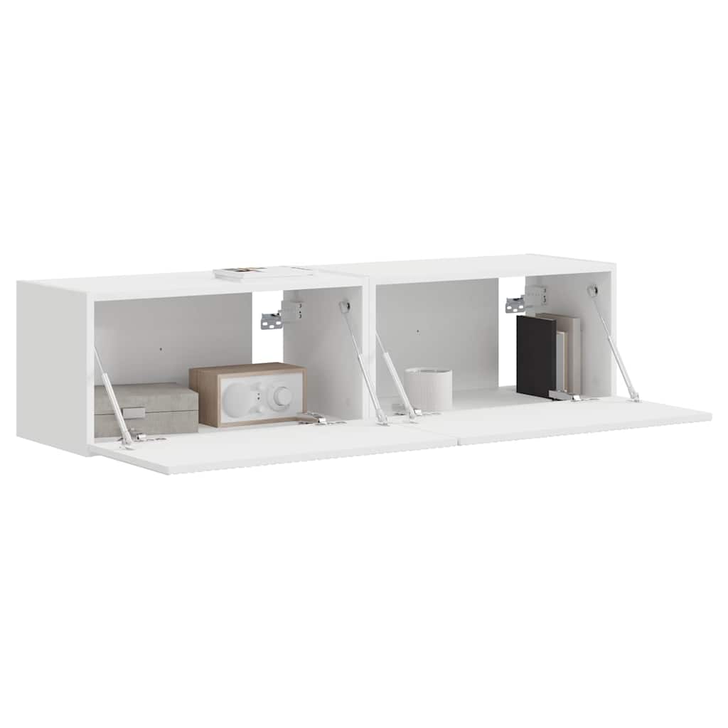 TV Wandkast 2 pcs Wit 60 x 31 x 29.5 cm Bewerkt hout