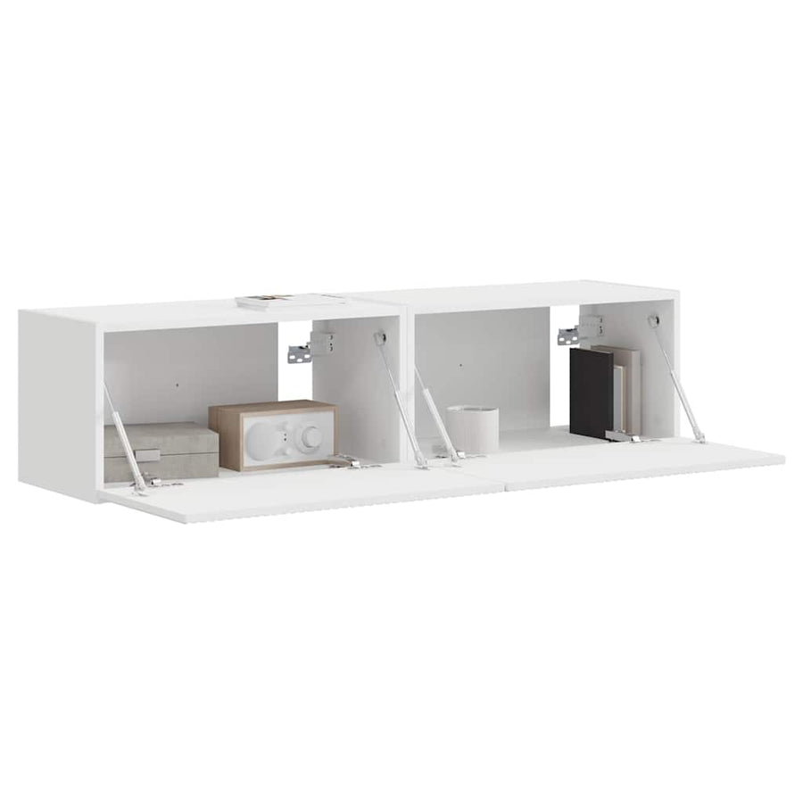TV Wandkast 2 pcs Wit 60 x 31 x 29.5 cm Bewerkt hout