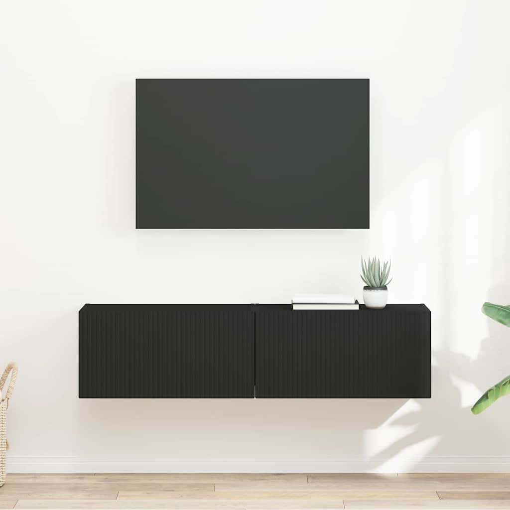 TV Wandkast 2 pcs Zwart 60 x 31 x 29,5 cm Bewerkt hout