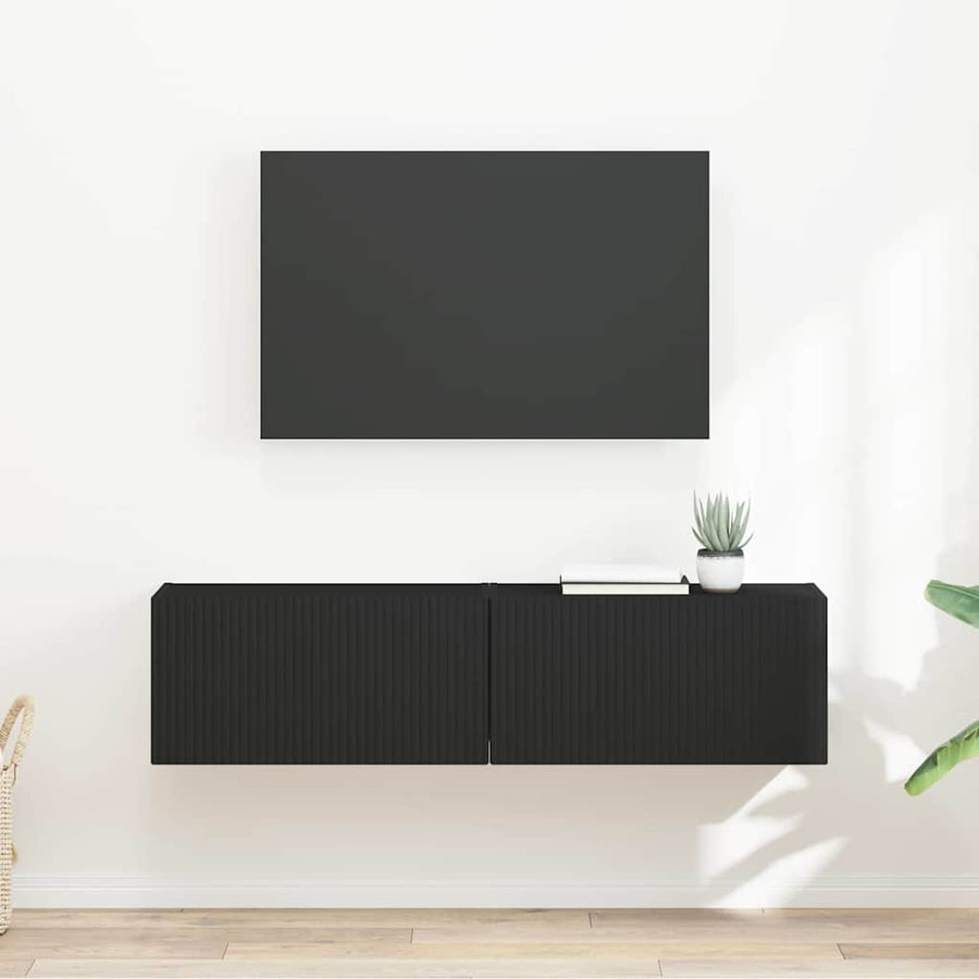 TV Wandkast 2 pcs Zwart 60 x 31 x 29,5 cm Bewerkt hout