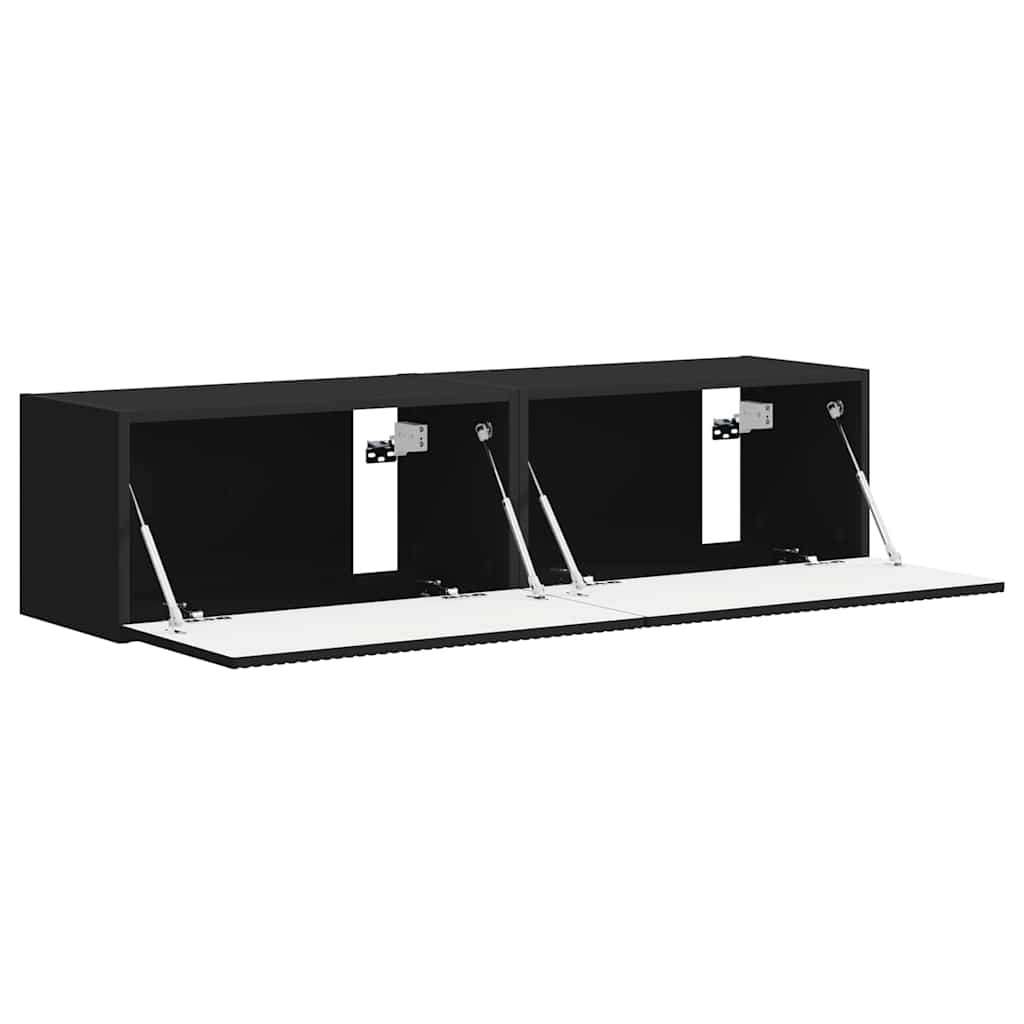 TV Wandkast 2 pcs Zwart 60 x 31 x 29,5 cm Bewerkt hout