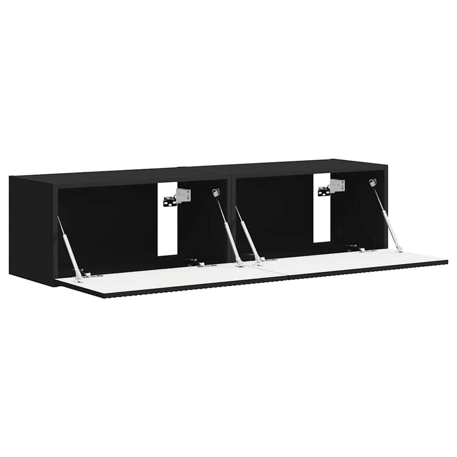 TV Wandkast 2 pcs Zwart 60 x 31 x 29,5 cm Bewerkt hout