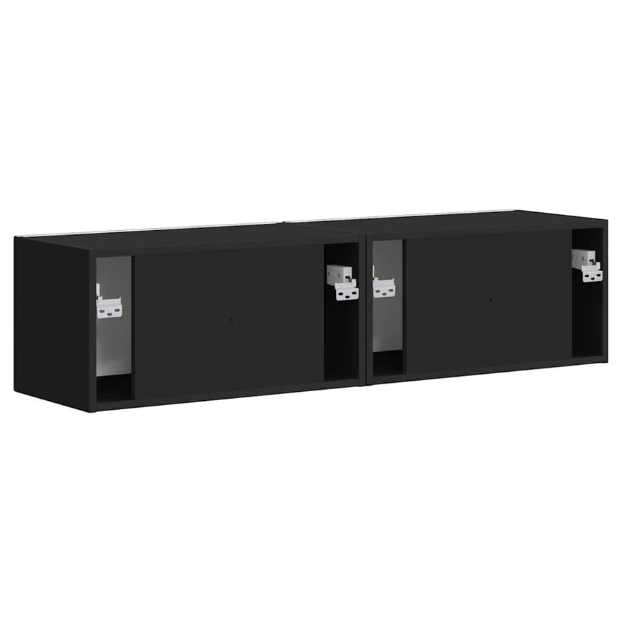 TV Wandkast 2 pcs Zwart 60 x 31 x 29,5 cm Bewerkt hout