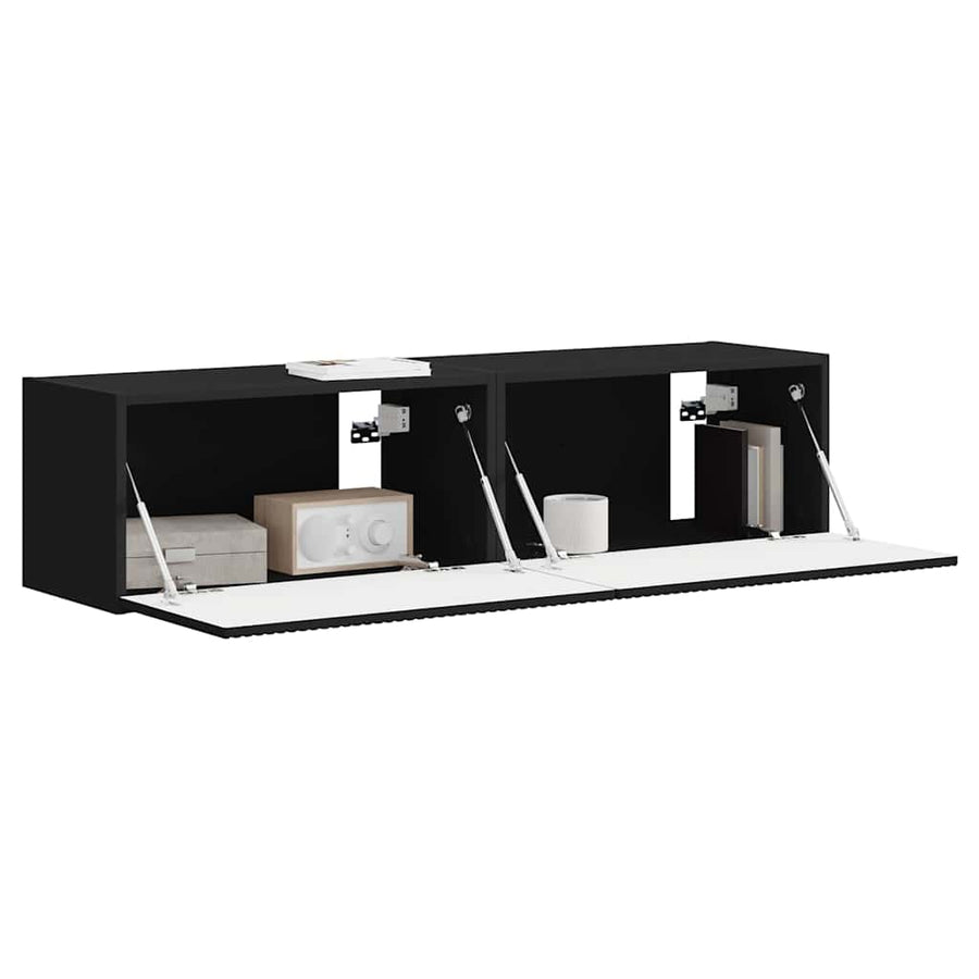 TV Wandkast 2 pcs Zwart 60 x 31 x 29,5 cm Bewerkt hout