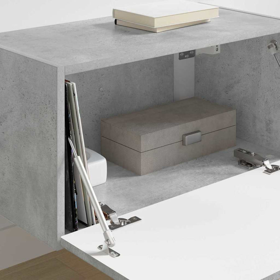 TV Wandkast Wandgemonteerd Beton 60 x 31 x 29.5 cm Bewerkt hout