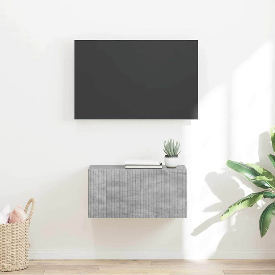 TV Wandkast Wandgemonteerd Beton 60 x 31 x 29.5 cm Bewerkt hout
