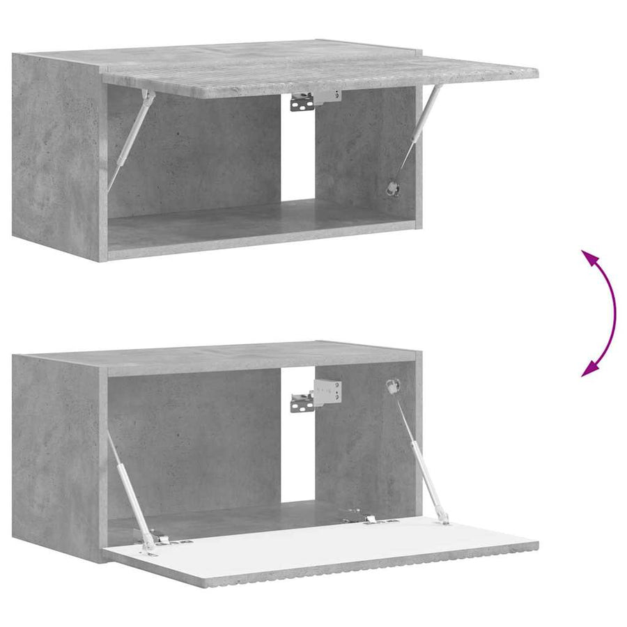 TV Wandkast Wandgemonteerd Beton 60 x 31 x 29.5 cm Bewerkt hout