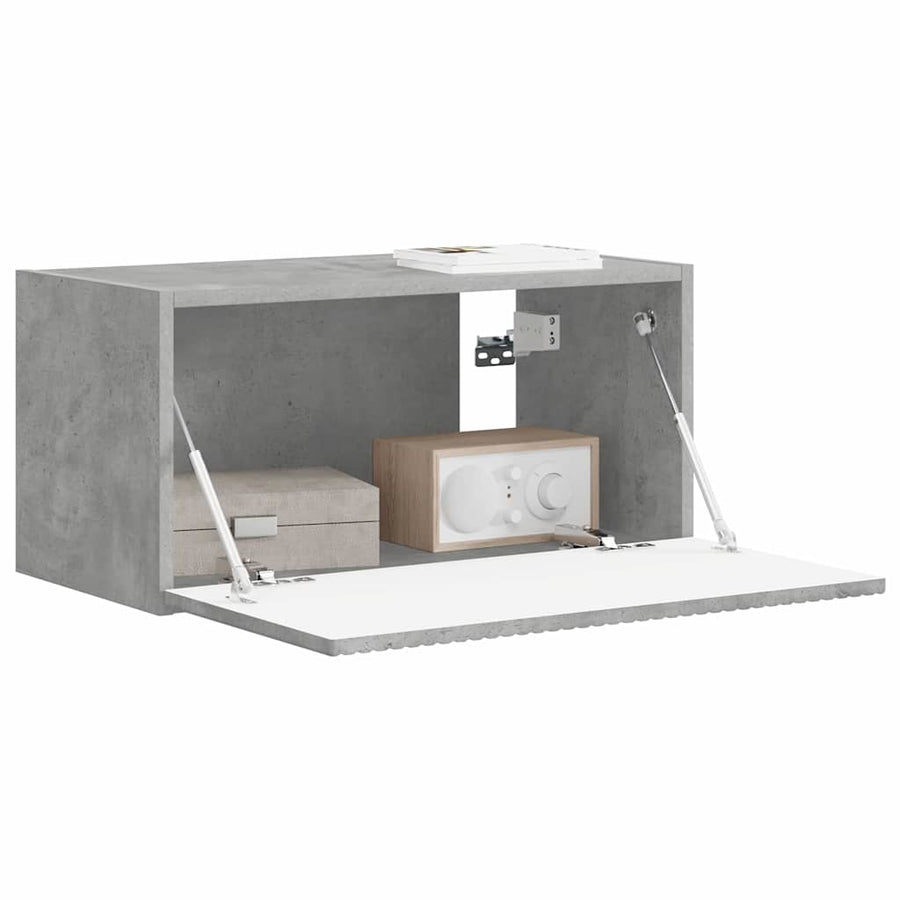 TV Wandkast Wandgemonteerd Beton 60 x 31 x 29.5 cm Bewerkt hout
