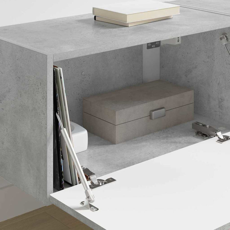 TV Wandkast 2 pcs Beton 60 x 31 x 29.5 cm Bewerkt hout