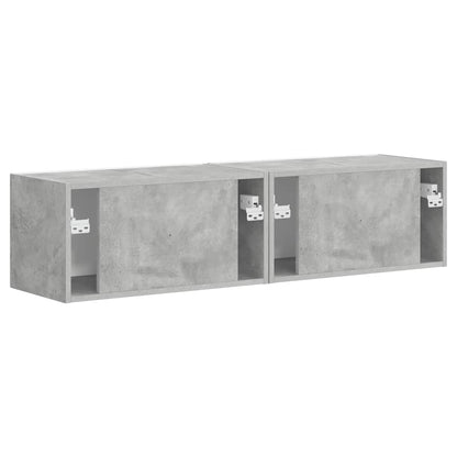 TV Wandkast 2 pcs Beton 60 x 31 x 29.5 cm Bewerkt hout