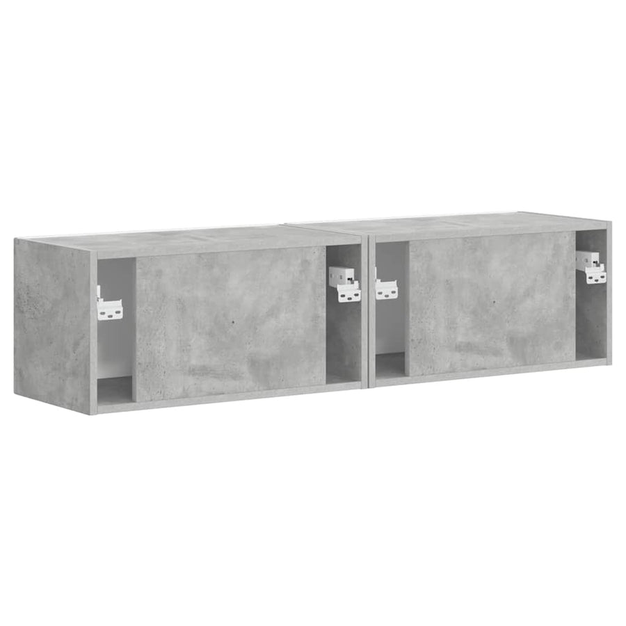 TV Wandkast 2 pcs Beton 60 x 31 x 29.5 cm Bewerkt hout