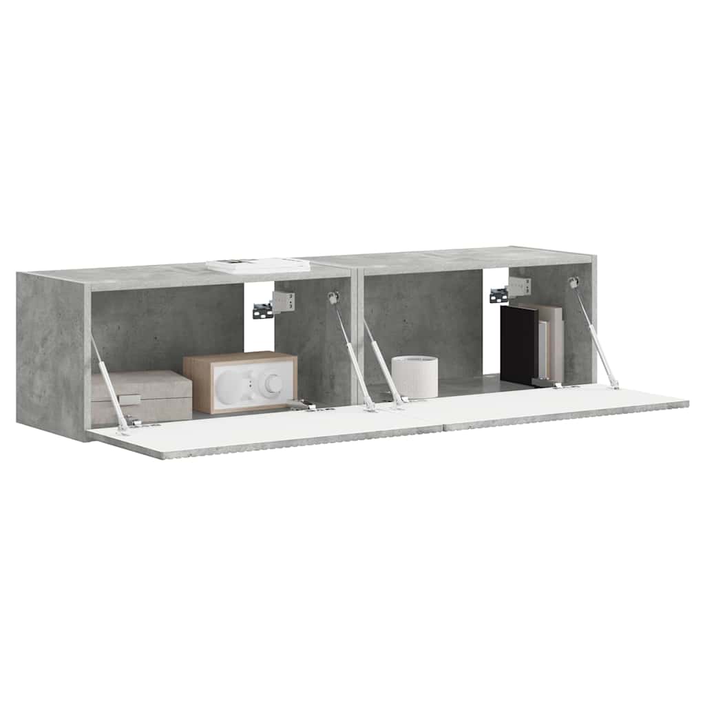 TV Wandkast 2 pcs Beton 60 x 31 x 29.5 cm Bewerkt hout