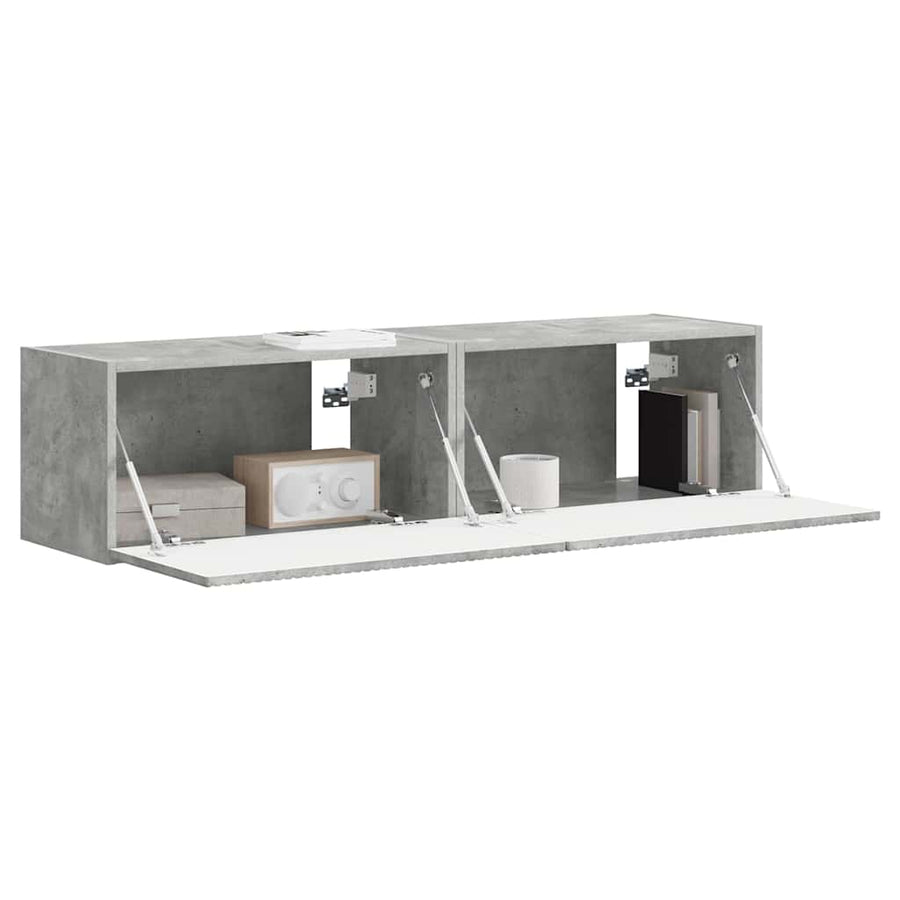TV Wandkast 2 pcs Beton 60 x 31 x 29.5 cm Bewerkt hout
